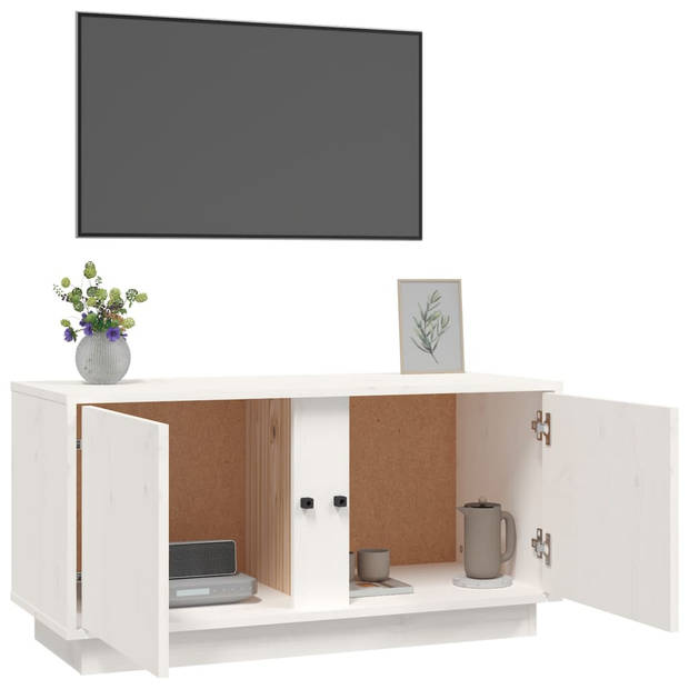 The Living Store TV meubel - Grenenhout - 80 x 35 x 40.5 cm - Wit