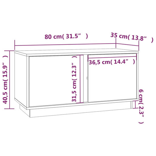 The Living Store Tv-kast Grenenhout - 80 x 35 x 40.5 cm - Honingbruin