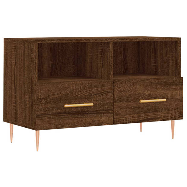 The Living Store TV Meubel Bruineiken 80x36x50 cm - Stevig Bewerkt Hout en IJzer