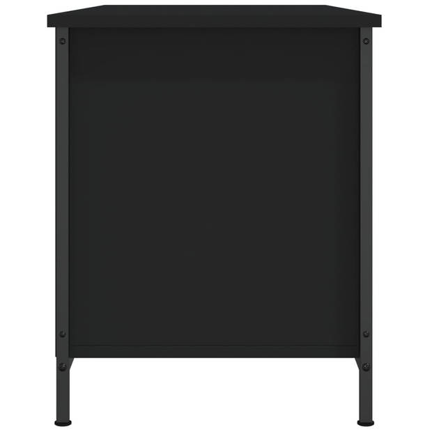 The Living Store TV-kast Zwart 100x40x50 cm - 2 vakken - 2 schappen - duurzaam hout en ijzer - industrieel design