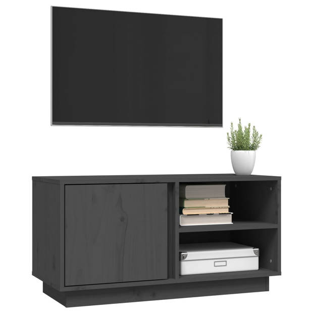 The Living Store Tv-kast Grenenhout - 80x35x40.5 cm - Grijs