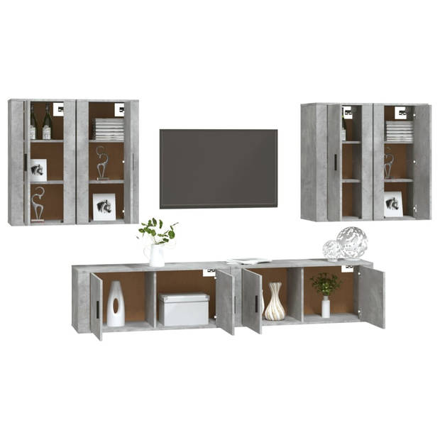 The Living Store TV-Meubel Betongrijs - 2x 100x34.5x40 cm + 4x 40x34.5x80 cm