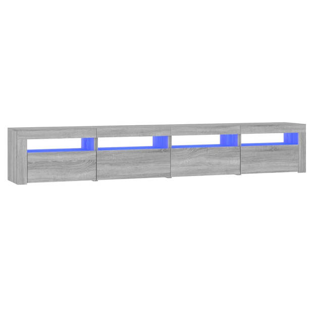 The Living Store TV-meubel - Grijs Sonoma Eiken - 240x35x40cm - RGB LED-verlichting