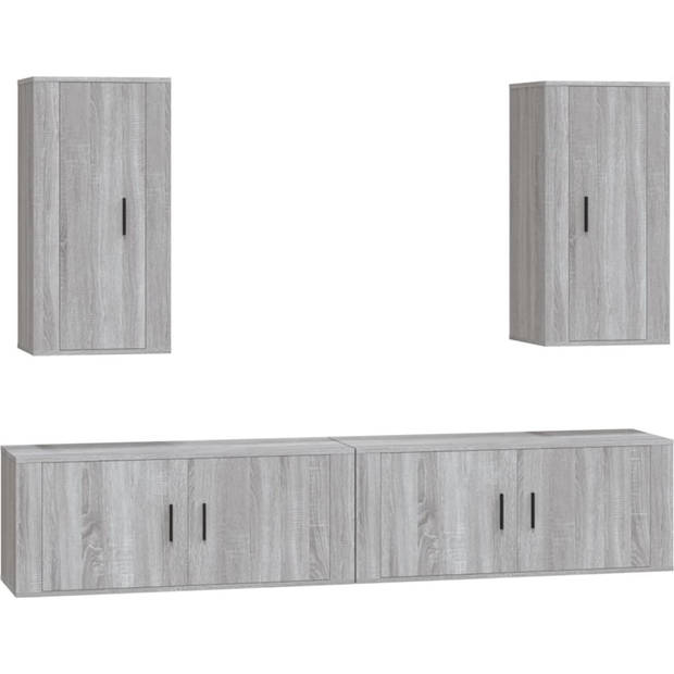 The Living Store Televisiekastenset - Klassiek - Tv-meubel - 100 x 34.5 x 40 cm - Grijs sonoma eiken