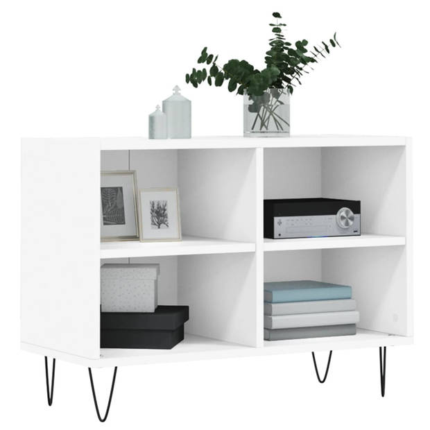 The Living Store Tv-meubel TV-kast - 69.5 x 30 x 50 cm - wit - bewerkt hout en ijzer