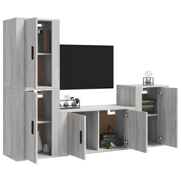 The Living Store TV-meubelenset - grijs sonoma eiken - 80 x 34.5 x 40 cm - 3-delige set