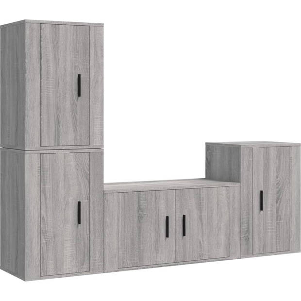 The Living Store TV-meubelenset - grijs sonoma eiken - 80 x 34.5 x 40 cm - 3-delige set