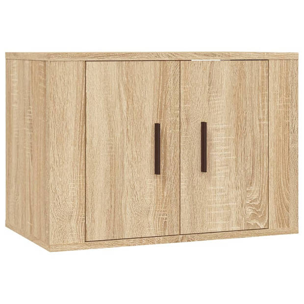 The Living Store TV-meubelset Sonoma Eiken - Wandgemonteerd - 57x34.5x40 cm - 40x34.5x80 cm - Hoogwaardig hout