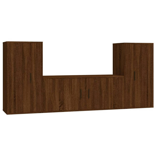 The Living Store TV-meubelset Bruineiken - 1x 100x34.5x40cm - 2x 40x34.5x80cm