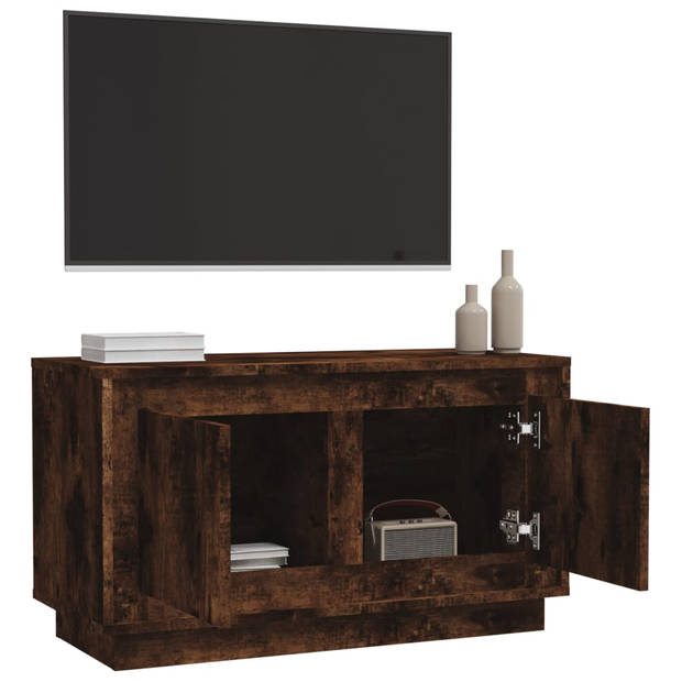 The Living Store Tv-meubel Trendy Gerookt Eiken - 80x35x45 cm - Opbergvakken - Stevig Blad - Praktische Deuren