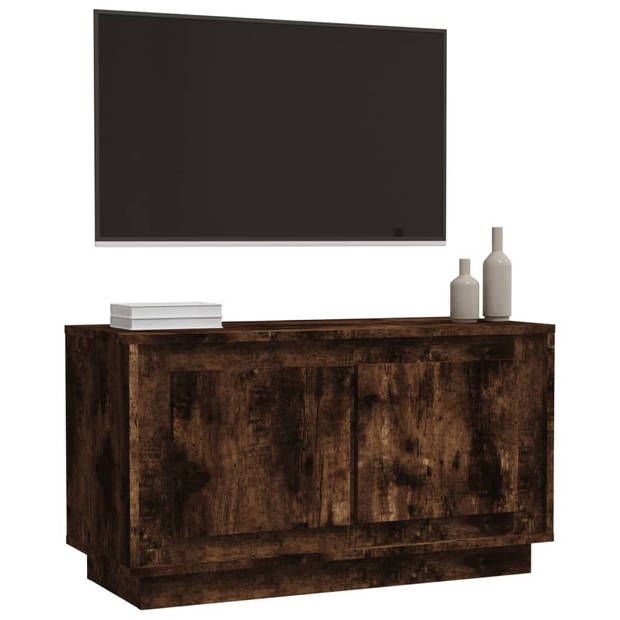 The Living Store Tv-meubel Trendy Gerookt Eiken - 80x35x45 cm - Opbergvakken - Stevig Blad - Praktische Deuren