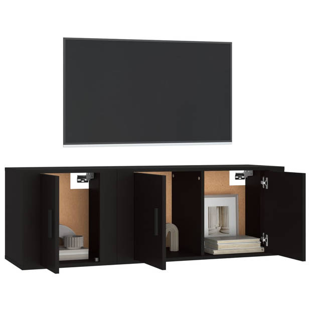 The Living Store TV-meubelset - TV-Meubel 80x34.5x40cm - TV-Meubel 40x34.5x40cm - Zwart