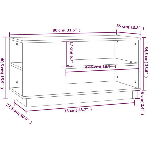 The Living Store Houten Tv-kast - 80 x 35 x 40.5 cm - Zwart