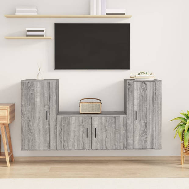The Living Store TV-meubelset Trendy Grijs Sonoma Eiken - 1x 80x34.5x40cm - 2x 40x34.5x80cm
