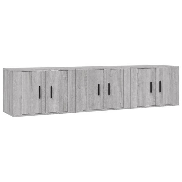 The Living Store TV-wandmeubel - grijs sonoma eiken - 3 stuks - 57 x 34.5 x 40 cm - klassiek design