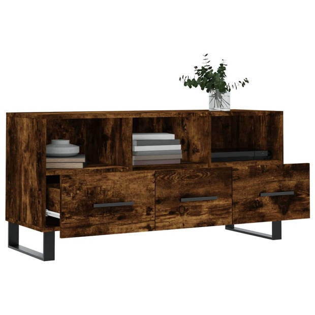 vidaXL Tv-meubel 102x36x50 cm bewerkt hout gerookt eikenkleurig