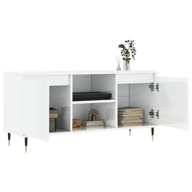 The Living Store TV-meubel - TV-kast 104 x 35 x 50 cm - Hoogglans wit