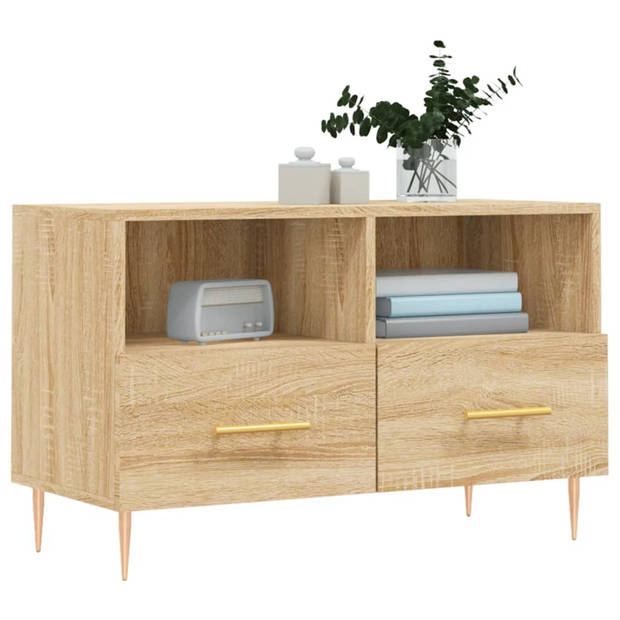 The Living Store TV-meubel - Sonoma eiken - 80x36x50 cm - Opbergruimte en Presenteerfunctie