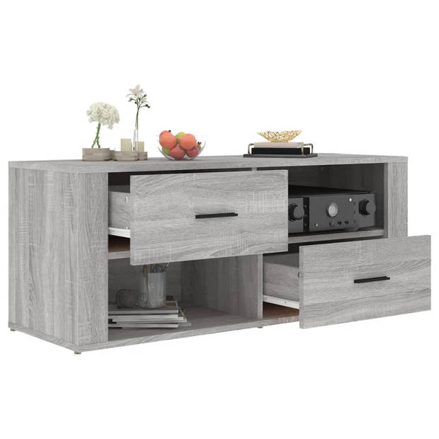 The Living Store Klassieke tv-kast - 100 x 35 x 40 cm - Grijs Sonoma Eiken