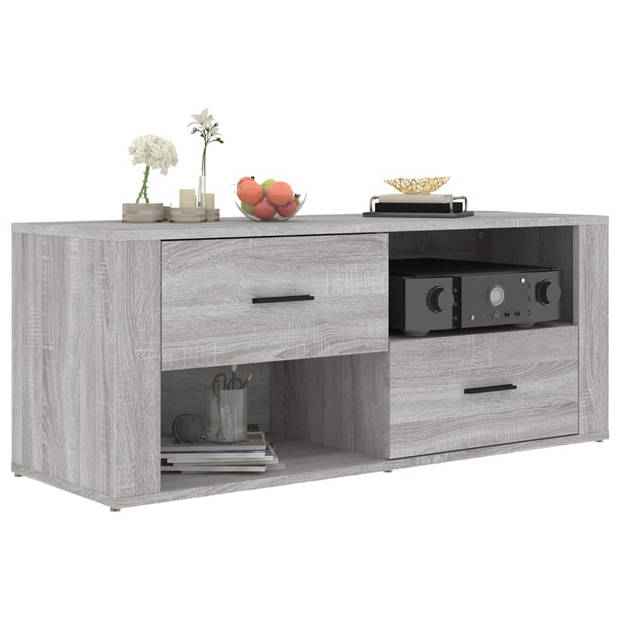 The Living Store Klassieke tv-kast - 100 x 35 x 40 cm - Grijs Sonoma Eiken