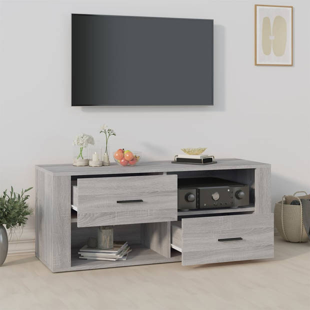 The Living Store Klassieke tv-kast - 100 x 35 x 40 cm - Grijs Sonoma Eiken