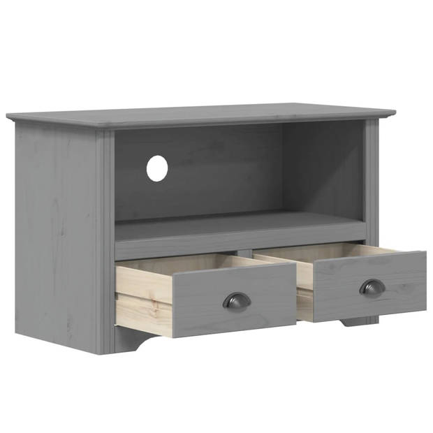 The Living Store BODO Tv-meubel - Grijs - 91 x 43 x 56 cm - Massief grenenhout - 2 lades - Metalen handgrepen