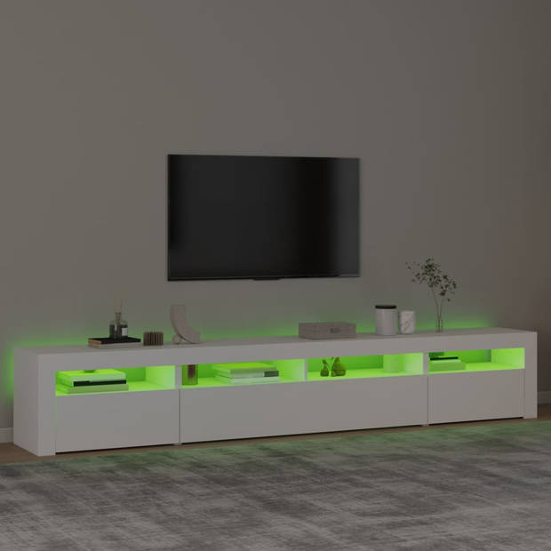 The Living Store TV-meubel The Living Store Meubel TV-meubel LED-verlichting - Wit - 240x35x40 cm - RGB LED
