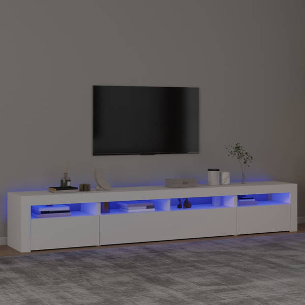 The Living Store TV-meubel The Living Store Meubel TV-meubel LED-verlichting - Wit - 240x35x40 cm - RGB LED