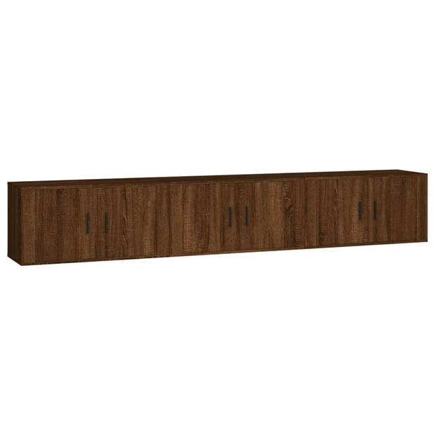 The Living Store TV-wandmeubel met 3 stuks - 80 x 34.5 x 40 cm - Bruineiken