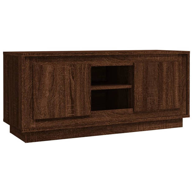 The Living Store TV-meubel - praktisch - 102 x 35 x 45 cm - kleur- bruineiken