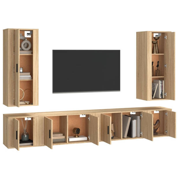 The Living Store Televisiekastenset Sonoma Eiken - 40x34.5x100 cm/80x34.5x40 cm/40x34.5x40 cm