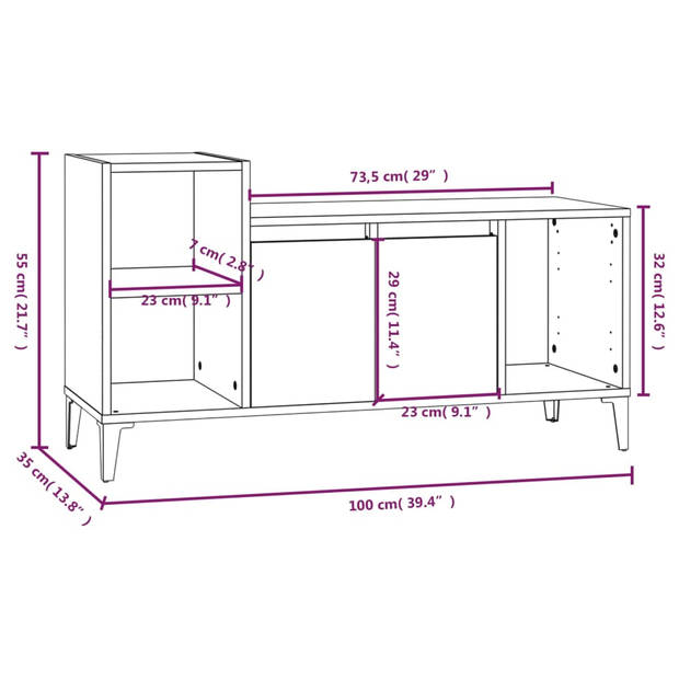 The Living Store Klassieke Tv-kast - Sonoma Eiken - 100x35x55 cm