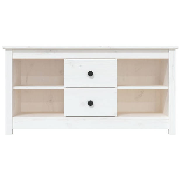 The Living Store Tv-kast Grenenhout - Wit - 103 x 36.5 x 52 cm - Stabiel frame en voldoende opbergruimte