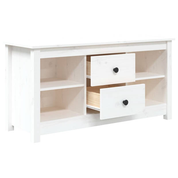 The Living Store Tv-kast Grenenhout - Wit - 103 x 36.5 x 52 cm - Stabiel frame en voldoende opbergruimte