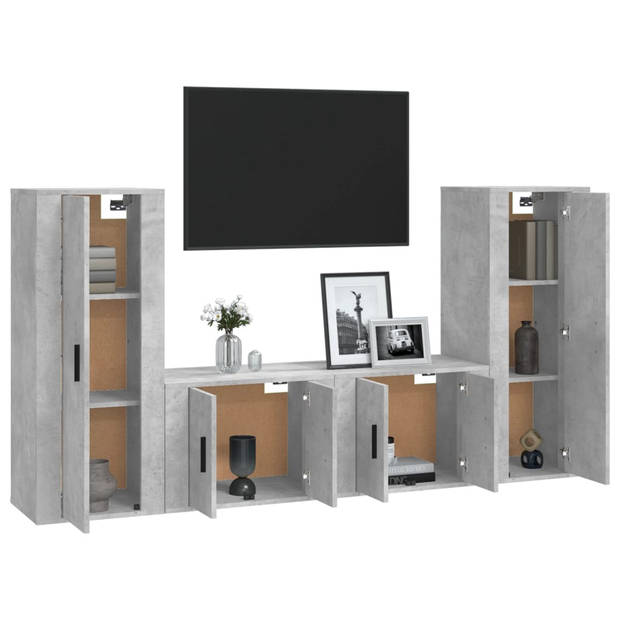 The Living Store TV-kastenset - betongrijs - 40 x 34.5 x 100 cm - 57 x 34.5 x 40 cm