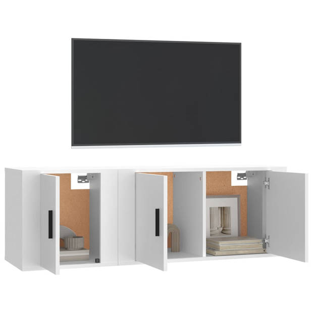 The Living Store Klassieke televisiekast set - TV-meubel 80x34.5x40cm - TV-meubel 40x34.5x40cm - Wit
