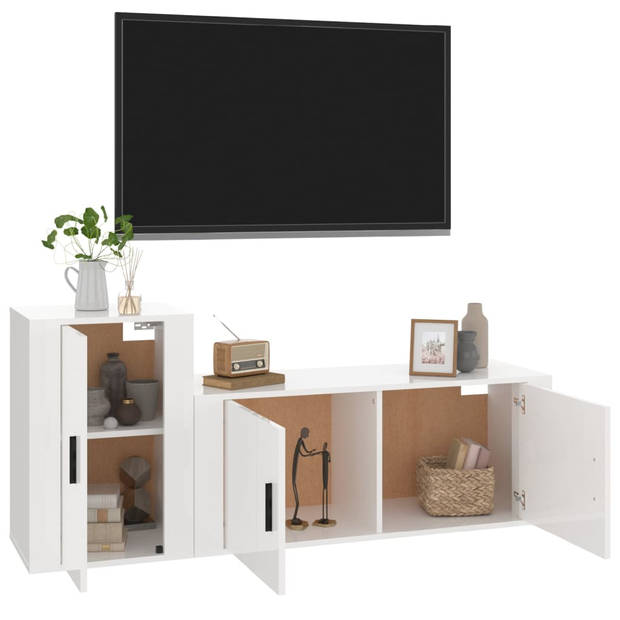 The Living Store TV-meubelset Klassiek Hoogglans Wit - 100 x 34.5 x 40 cm - 40 x 34.5 x 60 cm