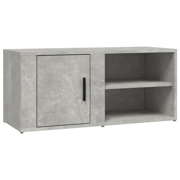 The Living Store Mediakast - Betongrijs - 80 x 31.5 x 36 cm - Stevig Hout - Diverse Opbergmogelijkheden