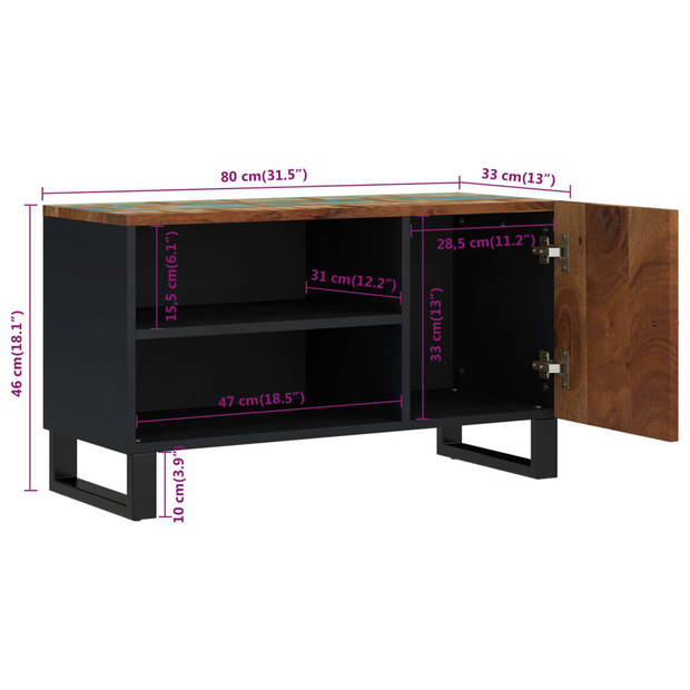 vidaXL Tv-meubel 80x33x46 cm massief hout gerecycled en bewerkt hout