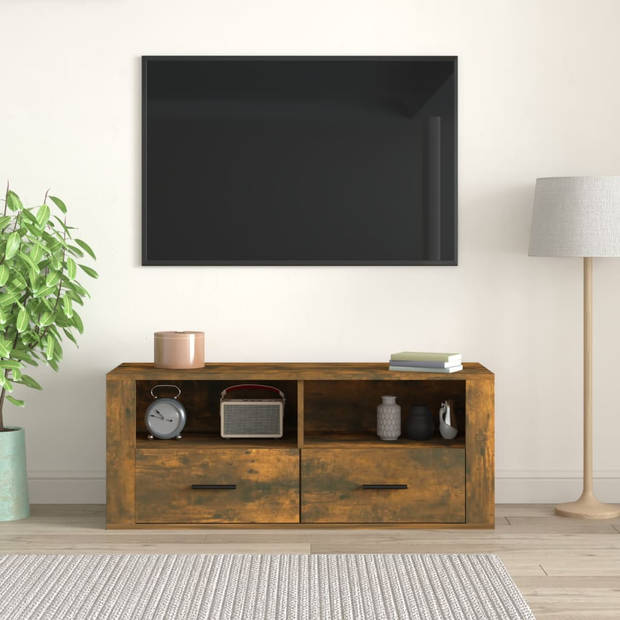 The Living Store Classic TV-meubel - 100 x 35 x 40 cm - Gerookt eiken