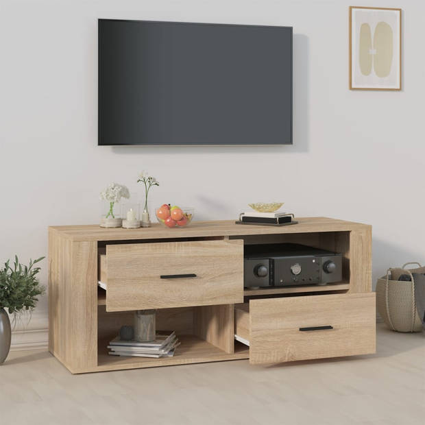 The Living Store TV-kast - Klassiek - Media-opbergsysteem - Afmeting- 100 x 35 x 40 cm - Kleur- Sonoma eiken