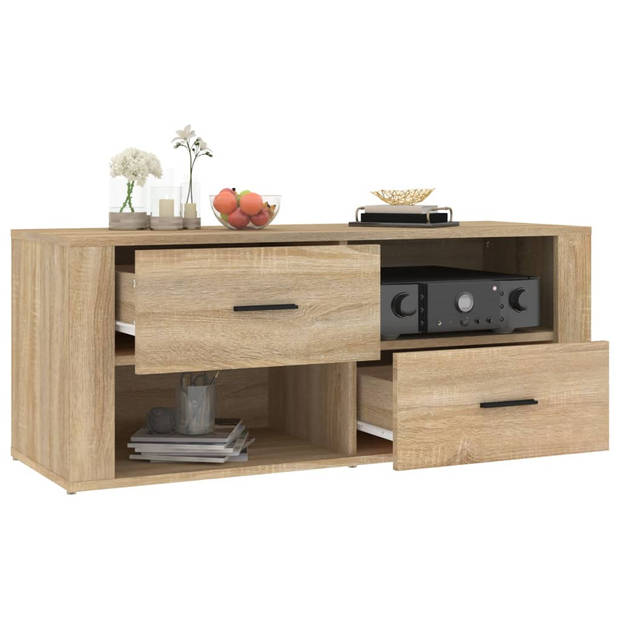 The Living Store TV-kast - Klassiek - Media-opbergsysteem - Afmeting- 100 x 35 x 40 cm - Kleur- Sonoma eiken