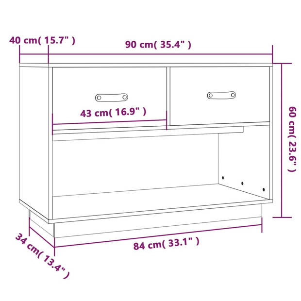 The Living Store Klassieke Televisiekastenset - Massief Grenenhout - 90 x 40 x 60 cm