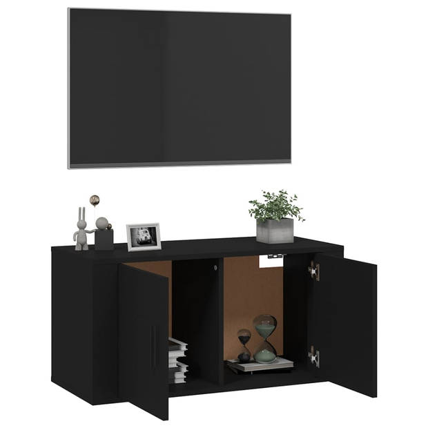 The Living Store Televisiewandmeubel - Classic - Tv-kast - 80 x 34.5 x 40 cm - Zwart