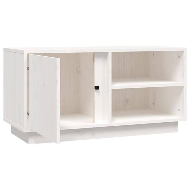 The Living Store Tv-meubel - Grenenhout - 80 x 35 x 40.5 cm - Wit