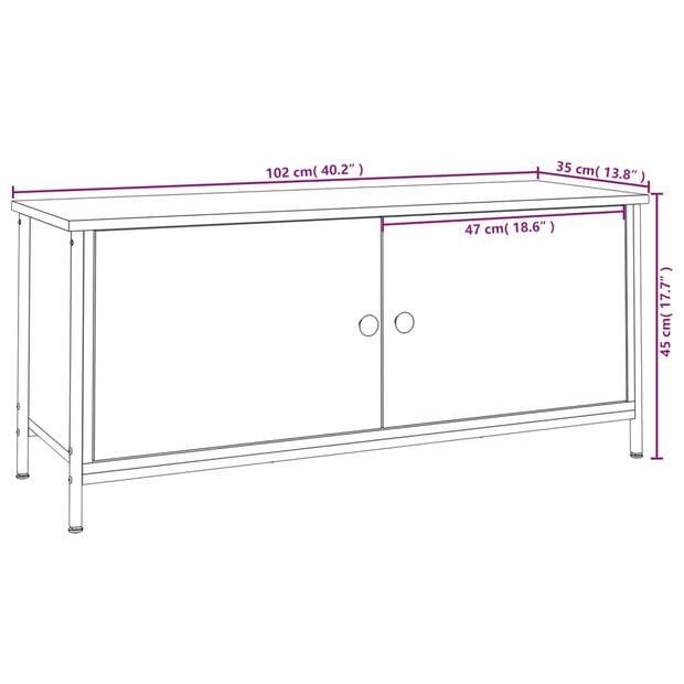 The Living Store Tv-meubel - Sonoma eiken - 102 x 35 x 45 cm - Duurzaam materiaal