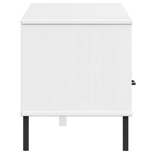 The Living Store OSLO TV-meubel - wit - 158 x 40 x 46.5 cm - massief grenenhout en metaal