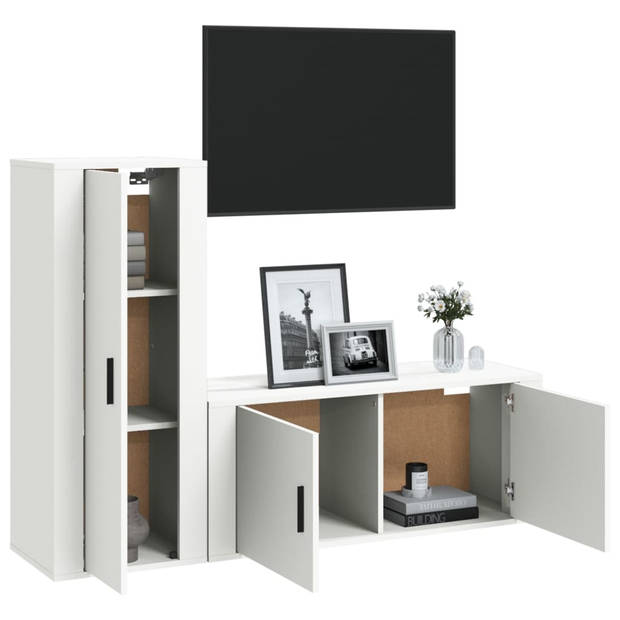 The Living Store TV-meubelset - Klassiek wit - 100x34.5x40 cm - 40x34.5x100 cm