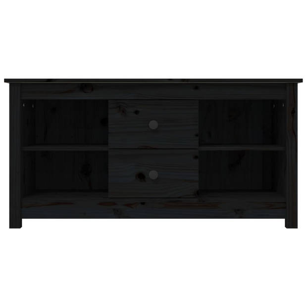 The Living Store Massief grenenhouten Tv-kast - 103 x 36.5 x 52 cm - Zwart