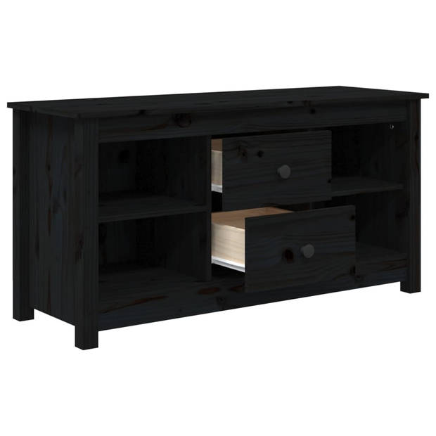 The Living Store Massief grenenhouten Tv-kast - 103 x 36.5 x 52 cm - Zwart